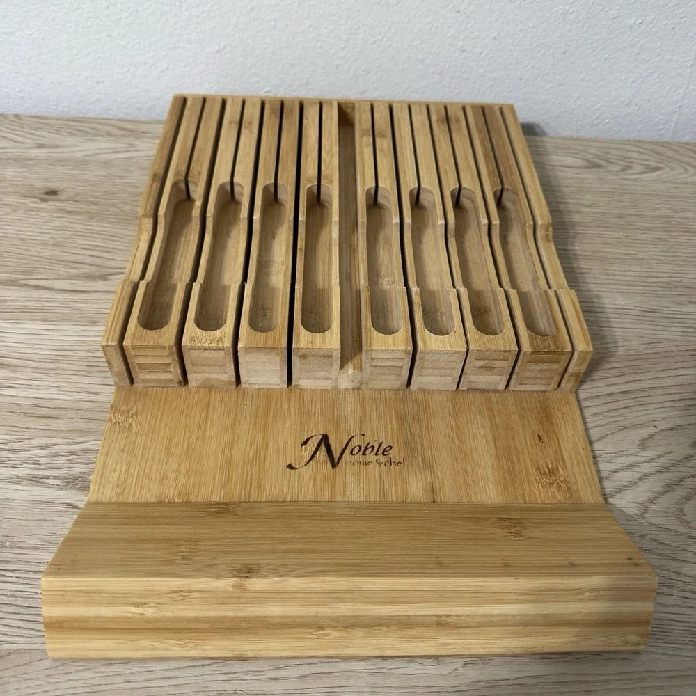 Noble Home & Chef Bamboo In Drawer Kitchen Knife Set Block Storage Organizer‎